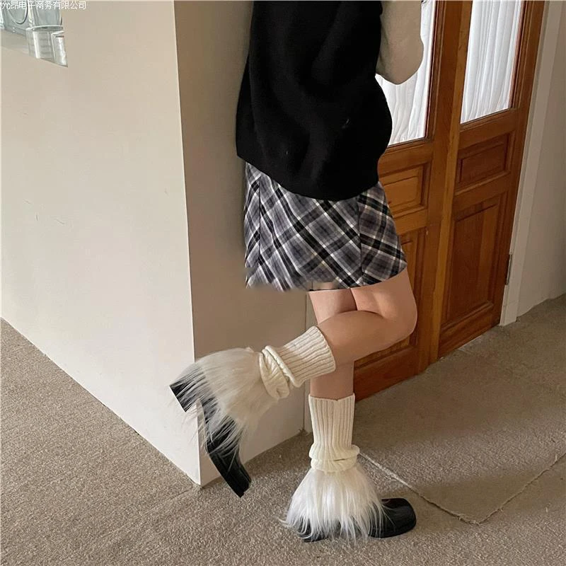 Women's Socks Japanese Dopamine Y2K Cool Dark Stacked Socks For Girl Subculture Cosplay Knitted Plush Leg Cover High Quality