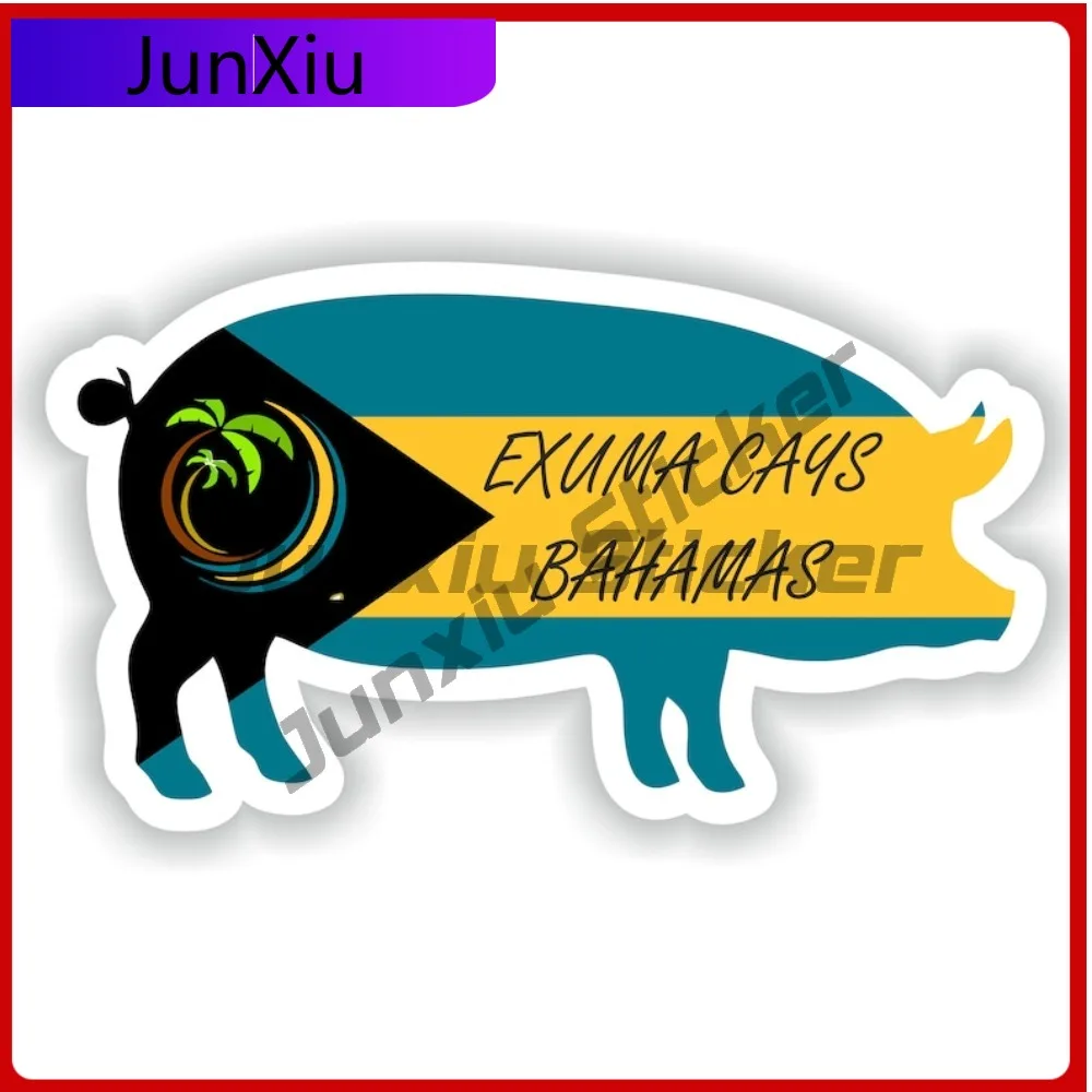 

Exuma Cays Bahamas Pig National Flag With Emblem Vinyl Sticker Vehicle Decal Suv Bumper Moto Camping Sticker Decals Waterproof