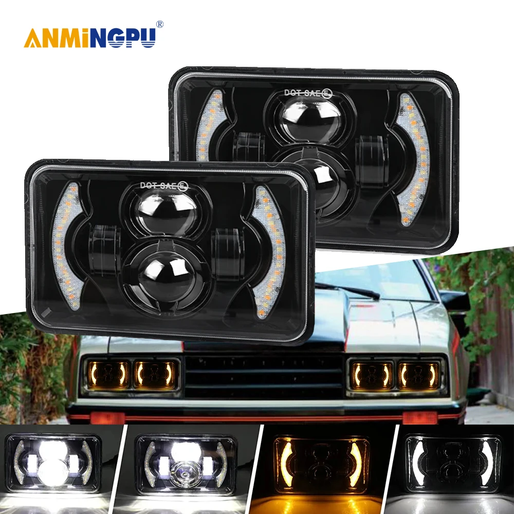 

4X6 Inch LED H4 Headlights Projector High Low Beam DRL Work Light For Toyota Pickup Car AccessoriesTruck Conversion Offraod
