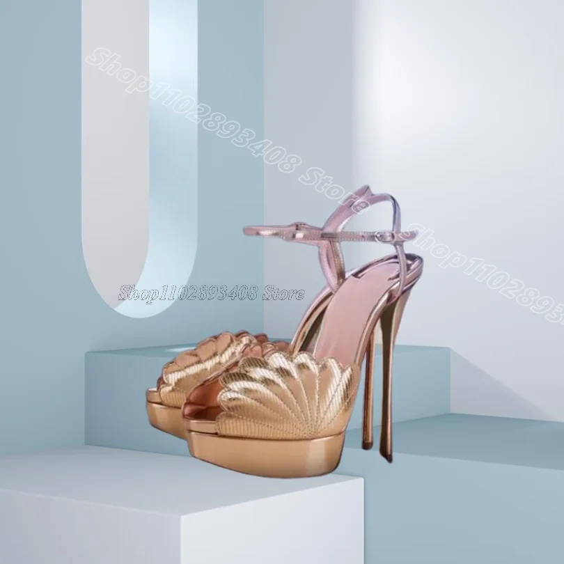 

Gold Platform Personality Stiletto Sandals Peep Toe British Style Summer Stylish Women Party Sandals 2026 Zapatos Para Mujere