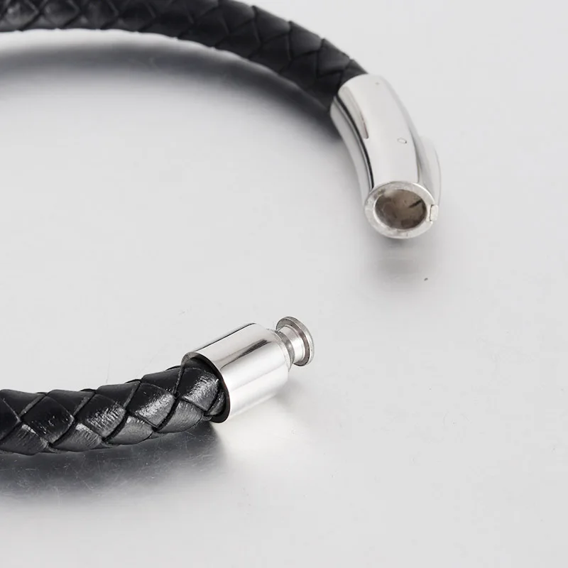 Punk Trend 2024 Silver Men's Accessories Stainless Steel Genuine Leather Premium Jewelry Elegant Bracelets image 3