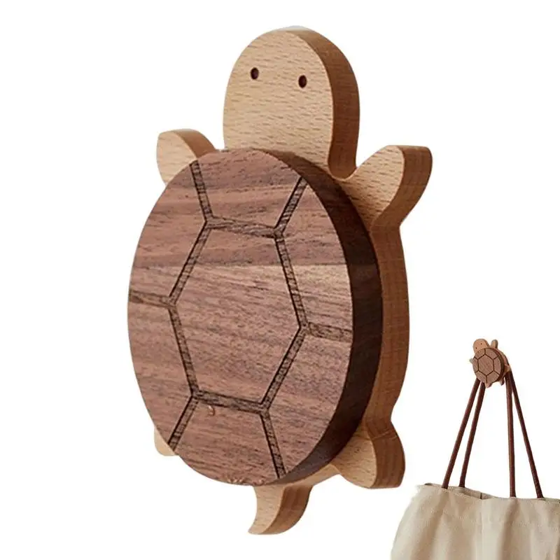 Decorative Door Hook Wooden Hooks With Funny Little Turtle Design Smooth And Strong Wear-Resistant Coat Hanger Hooks Wall Hook