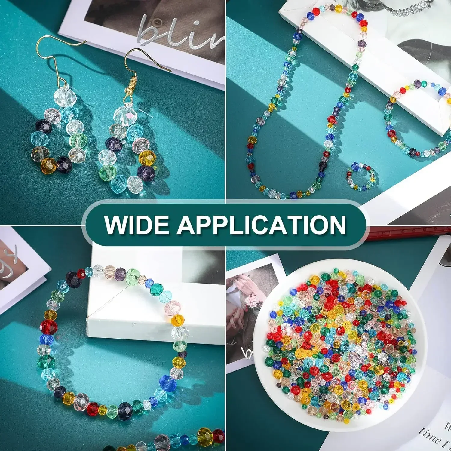 100pcs 4mm Czech Rondelle Crystal Beads AB Color Faceted Glass Beads Loose Spacer Beads for Jewelry Making DIY Bracelet Necklace