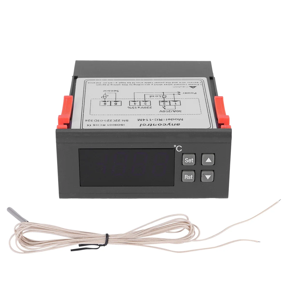 New 220V/30A Digital Temperature Controller Rc-114M Thermostat Relay Output -30~300 Degree With Ntc Sensor