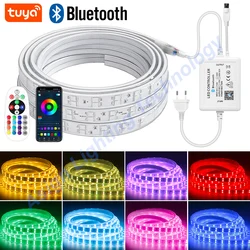 AC220V dwurzędowe światła listwy RGB Led 5050 IP67 wodoodporny elastyczna taśma 4Pin 750W pilot/Bluetooth/sterowanie przez WiFi 1-100M