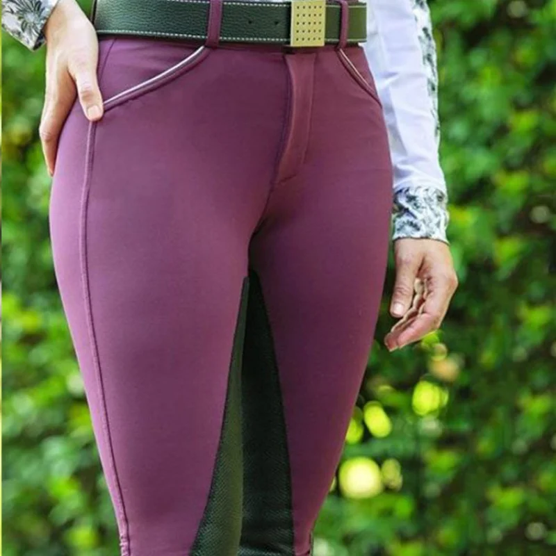 New European women\'s thin Slim riding pants splicing elastic hip lift leisure equestrian pants