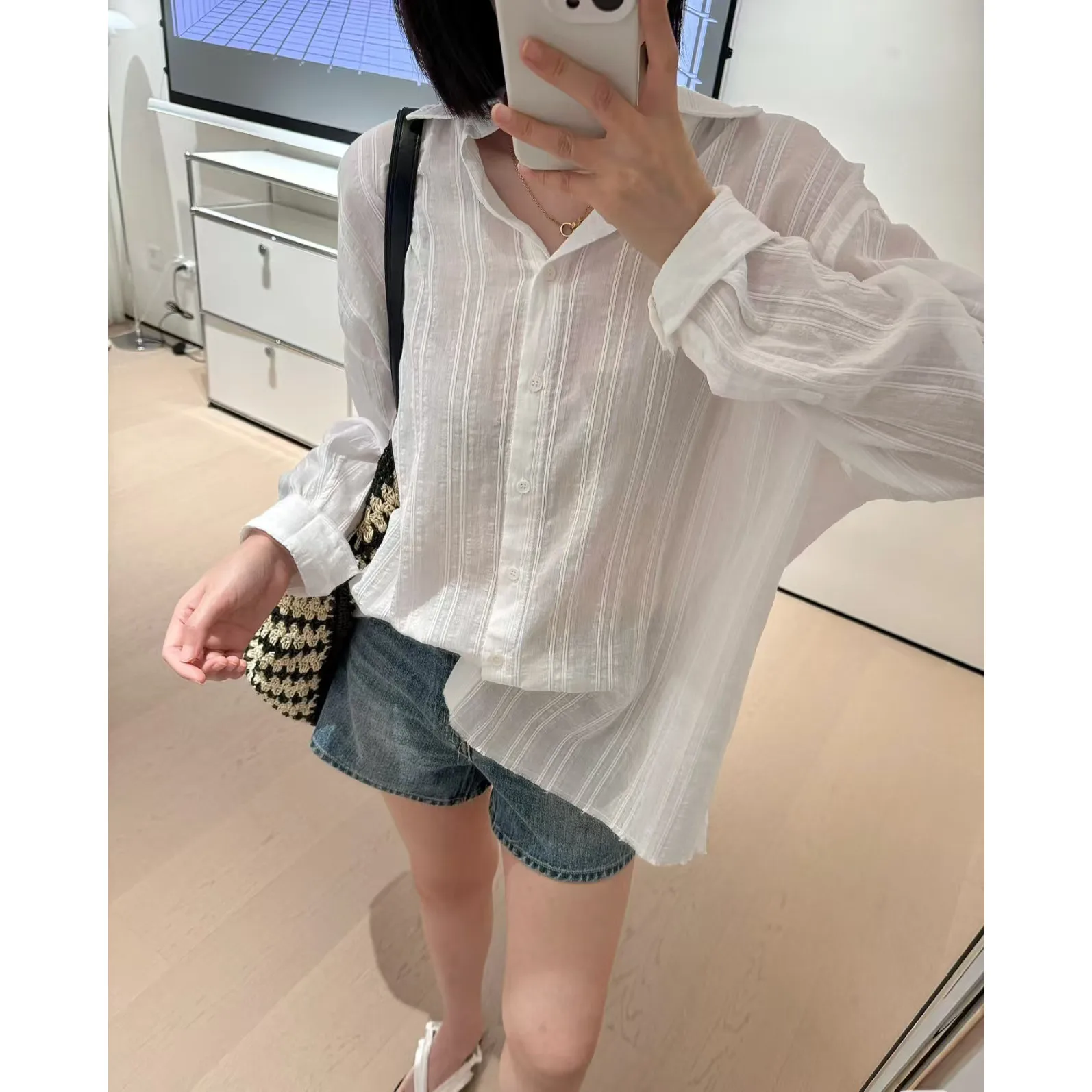 Summer Stripe Sun Protection Shirt Women's Loose Long Sleeve Cardigan Top Lazy Style Outerwear Casual Fashion for All Ages