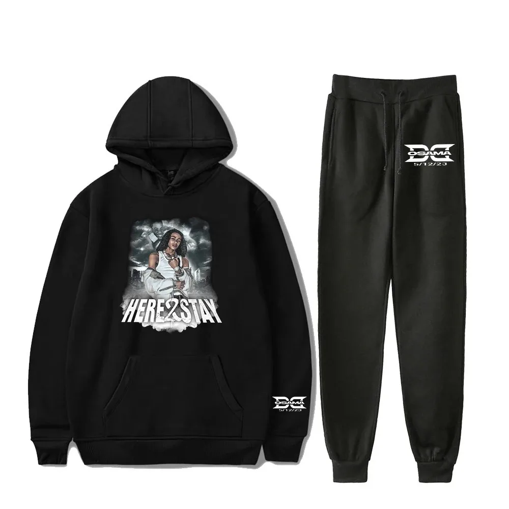 

DD Osama-2 Stay Men and Women's Hoodie and Jogger Pants, Conjunto de 2 Peças, Moletons e Moletom, Rapper de Hip Hop, Tour, 2024