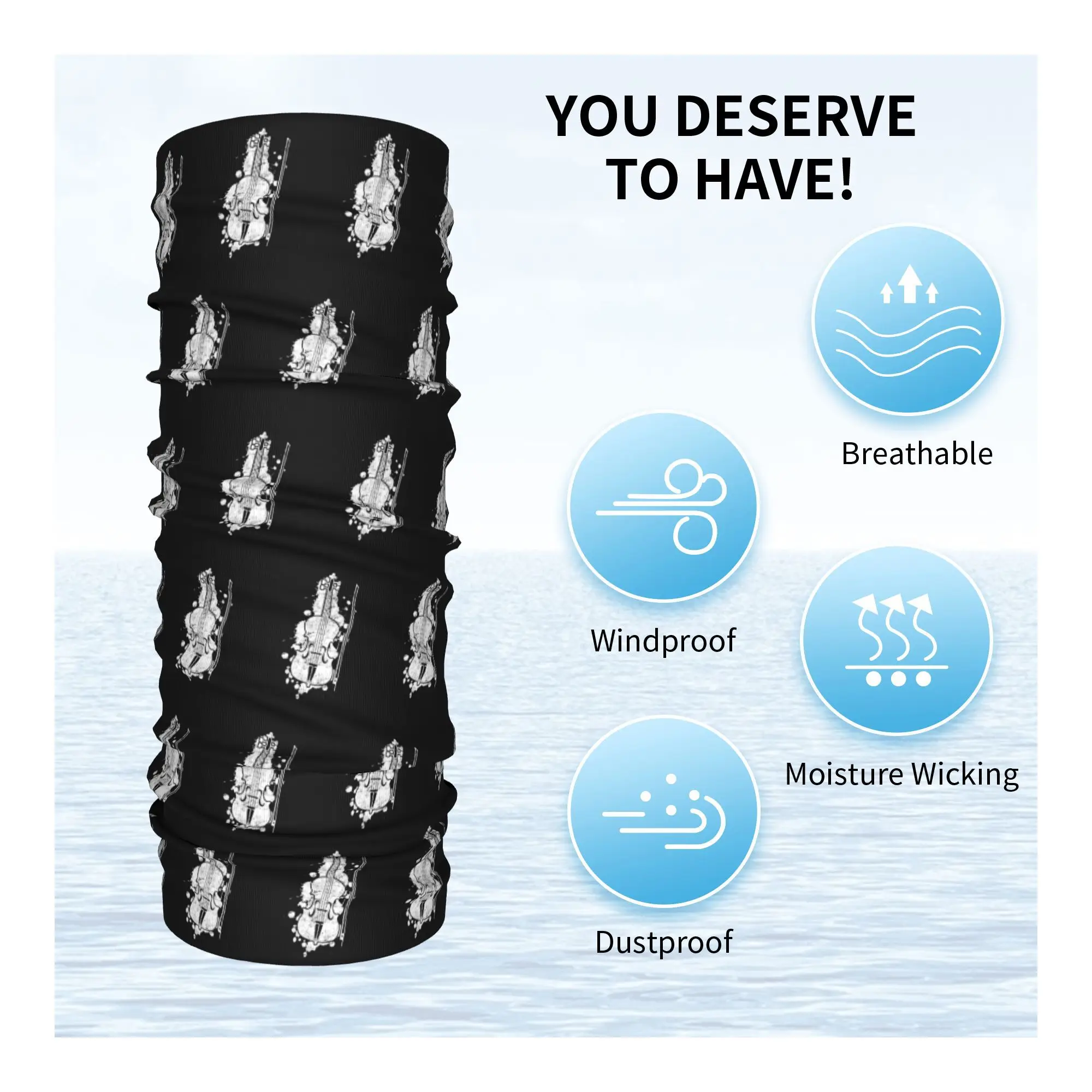 خمر الكمان هدية باندانا الرقبة الجراب قناع مطبوع وشاح متعدد الوظائف عقال المشي لمسافات طويلة الصيد للجنسين الكبار الشتاء