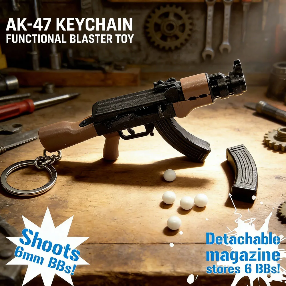 

Mini Gun Model Keychain Can Fire Small Balls 3D Model , Ak47 1911 MAC10 Finger Gun for Backpacks Pendants Fun Decompression