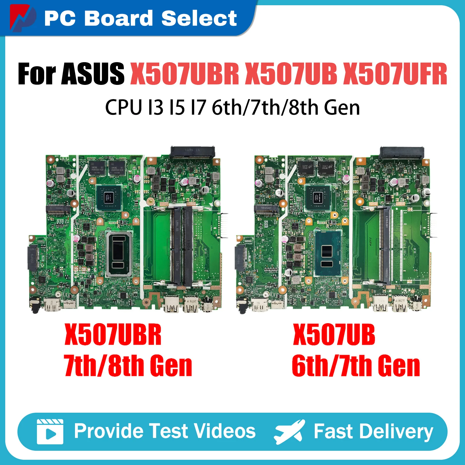 

X507UF Notebook Mainboard For Asus X507UBR X507UB X507UFR X507UAR Y5000UB Laptop Motherboard I3 I5 I7 6th/7th/8th Gen CPU