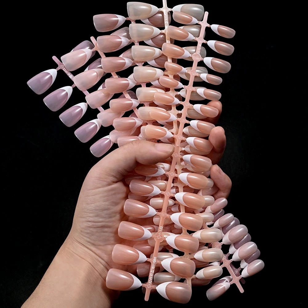 30 Uds. x 5 hojas = 150 Uds. De uñas postizas francesas de almendra mate rosa desnudo, prensa corta de almendra en uñas, puntas francesas, Gel suave, puntas de almendra mate