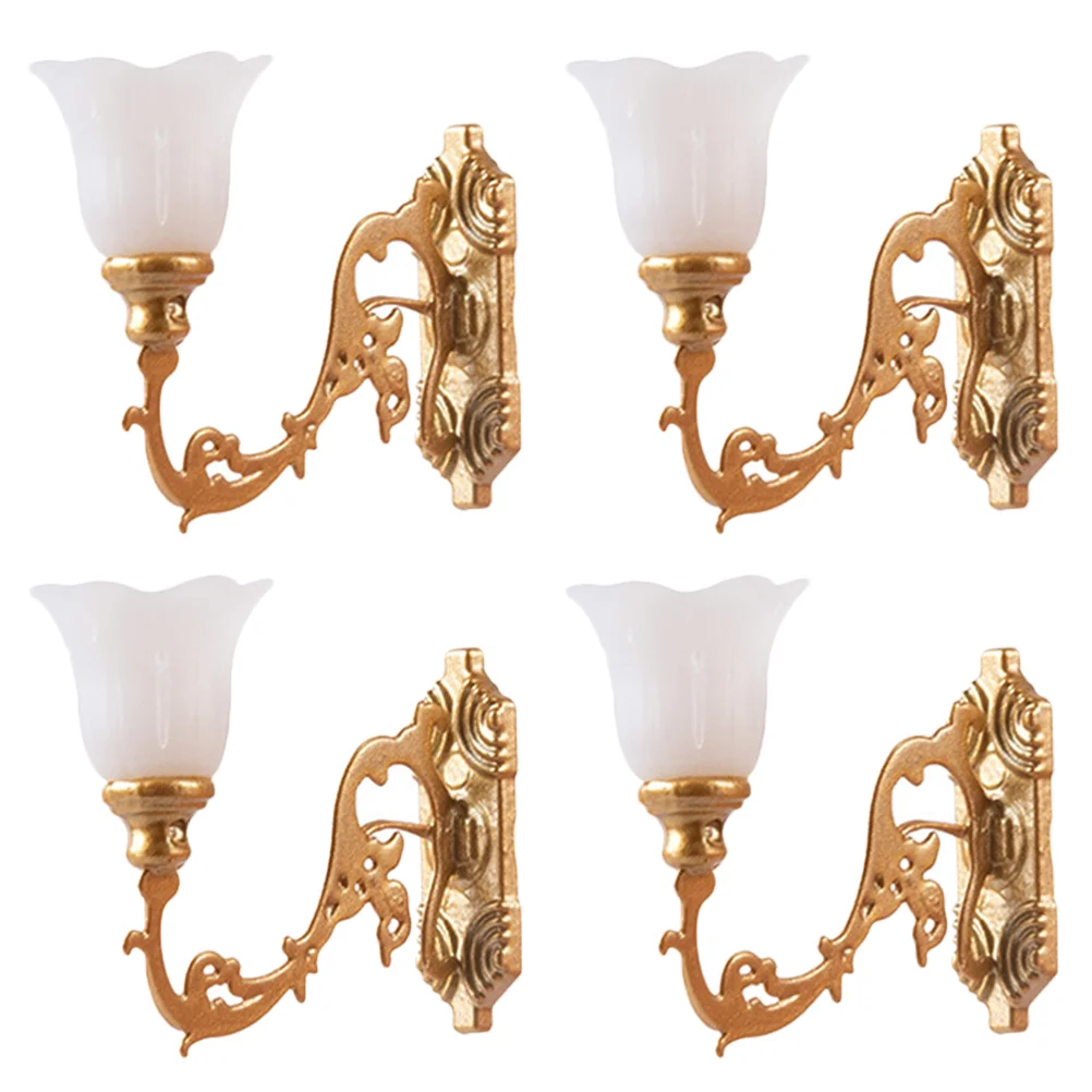 4 Pcs House Dollhouse Wall Light Work Projector Sconces Abs Miniature Lights