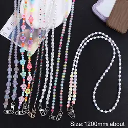 Necklace Acrylic Beaded Phone Lanyard Pearl Colorful Crossbody Strap Mobile Chain DIY Phone Case Pendant Gift for Women
