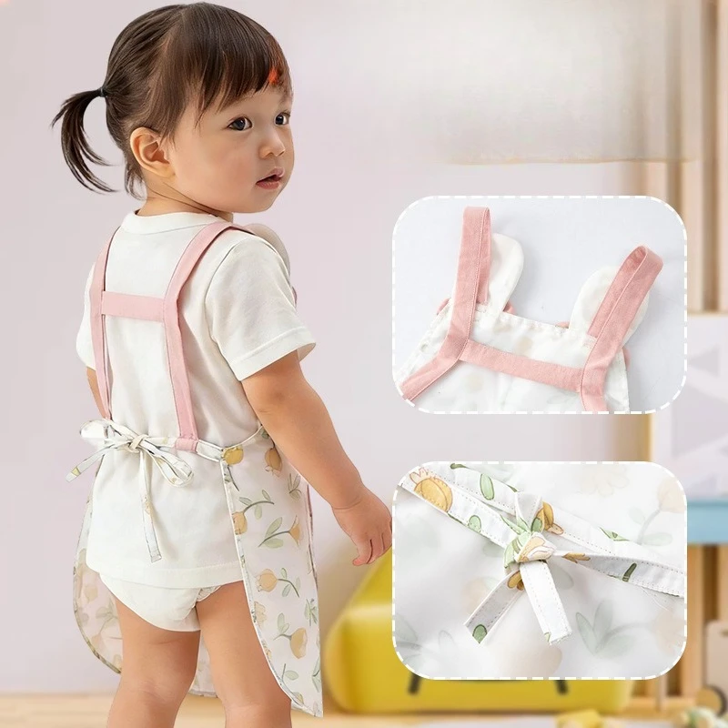 Baby Girl Smock Children Princess Skirt Girl Apron Waterproof Protective  Summer Foreign Style Baby Anti-dirty Bib Rice Pocket