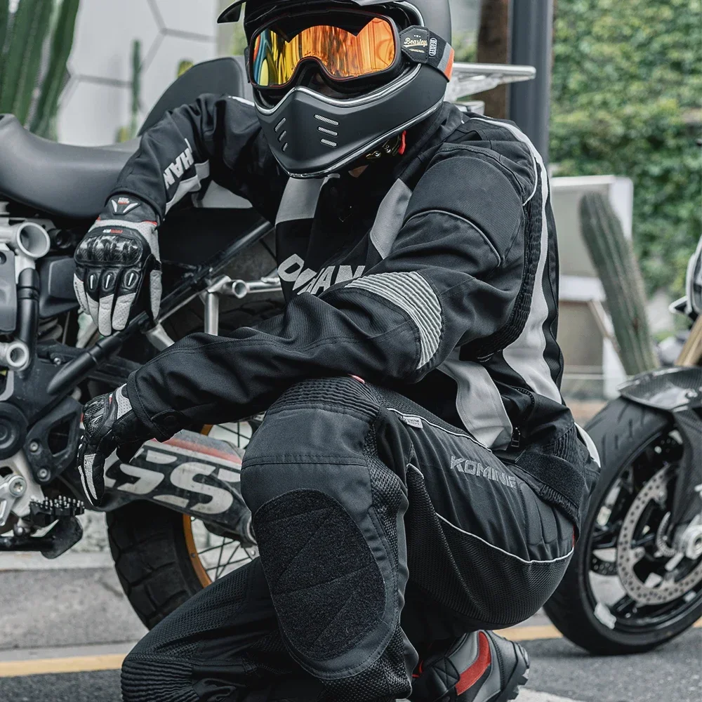 Motorcycle Pants Men Riding Trousers Motorbike Motorcyclist Summer Mesh Breathable Racing Protective Knee Gear Grinding Block