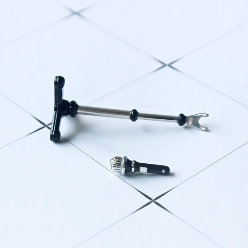 1:12 Doll House Accessories Diy Miniature Model Toys Creative Simulation Short Microphone Dollhouse Ornament Play House Toy