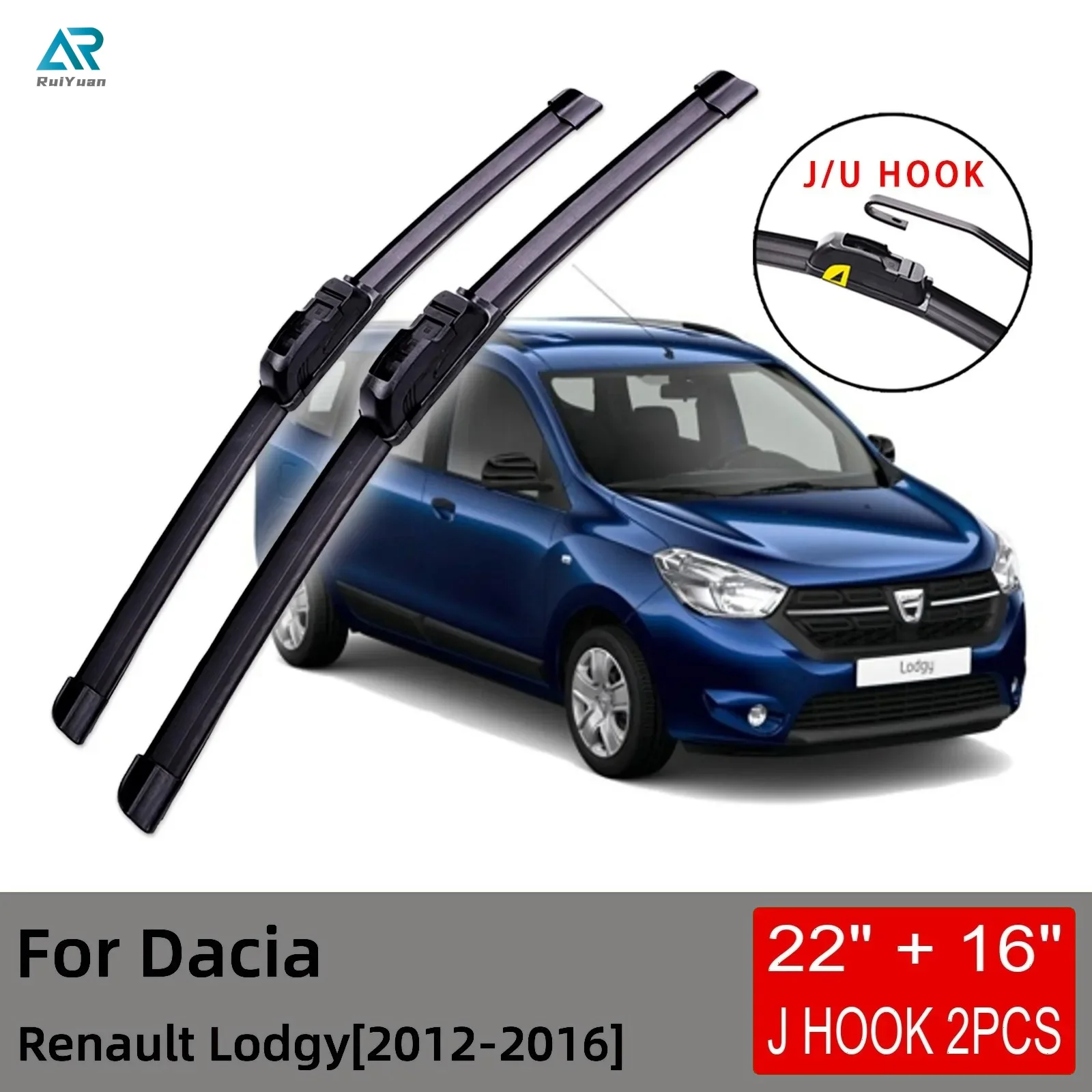 

For Dacia Renault Lodgy 2012 2013 2014 2015 2016 Front Wiper Blades Brushes Cutter Accessories U J Hook