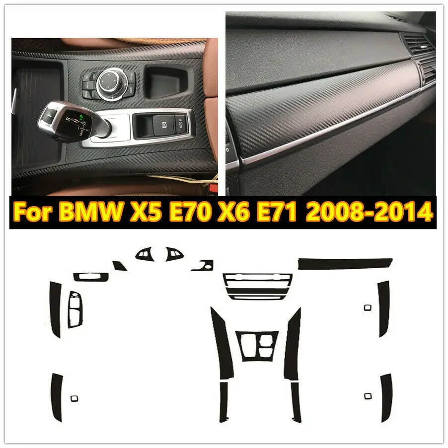 

Car Carbon FIber Style Vinyl Interior Sticker Decal Trim Car Styling Accessories For BMW X5 E70 X6 E71 2008-2014