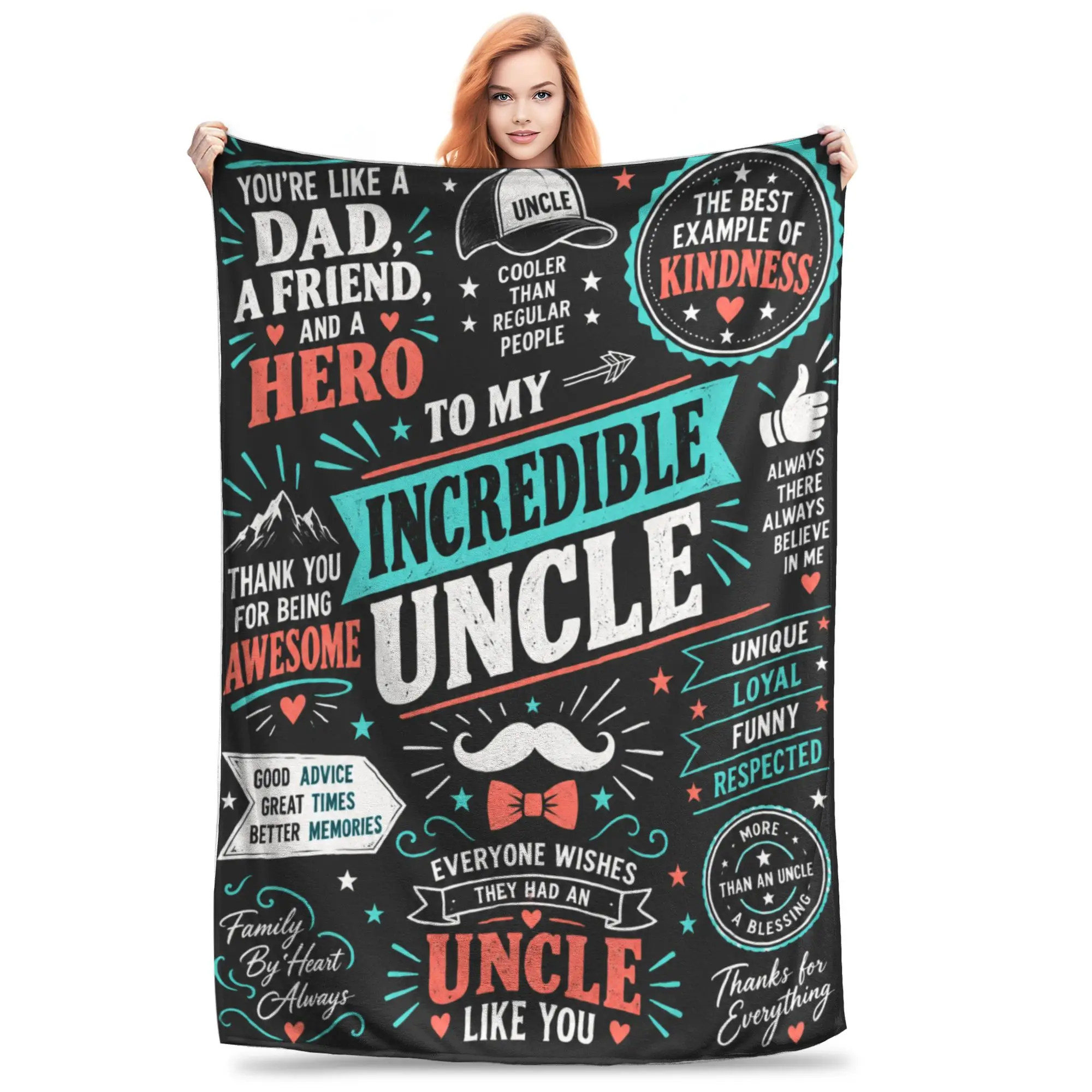 1PC Home Happy Father's Day, Uncle Blanket Throw Blanket Thanksgiving Gifts to Abuelo Papa Novelty Warm Blanket All Season Gift