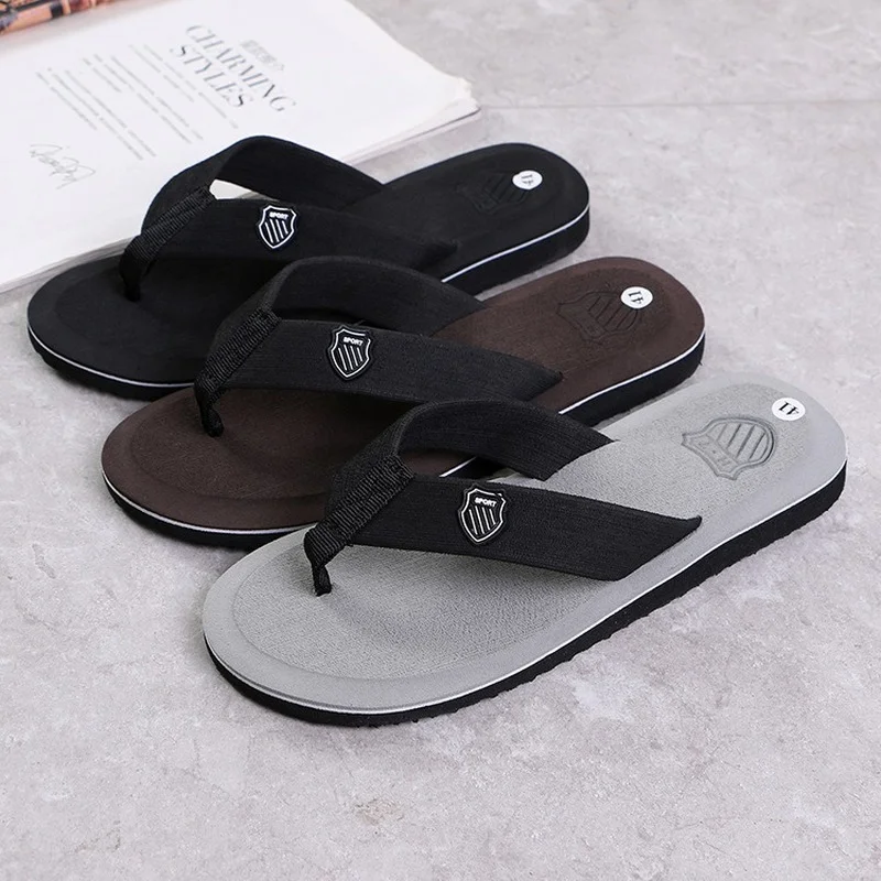 Men Summer Flip Flops Beach Sandals Anti-slip Casual Flat Shoes High Quality Slippers home slippers for men