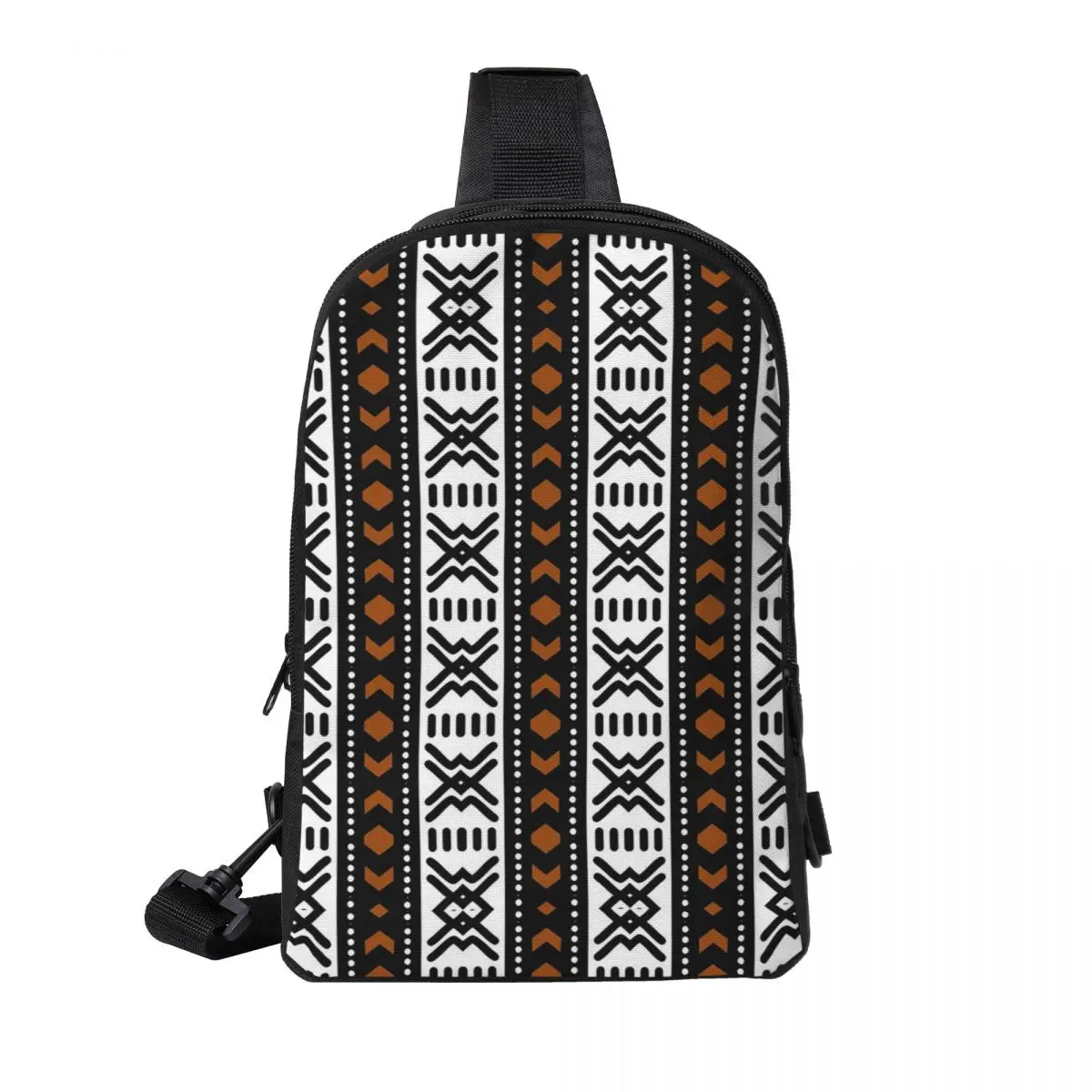 

African Bogolan Chest Bag Men Sling Crossbody Backpack Chest Bag Travel Hiking Daypack Shoulder Bag