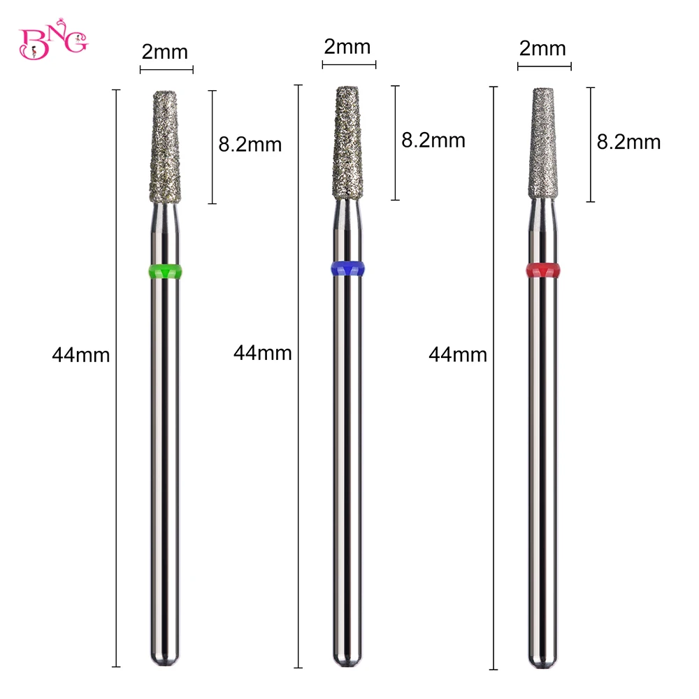 Foret à cuticules conique en diamant 3/32, mèches pour ongles, accessoires de manucure