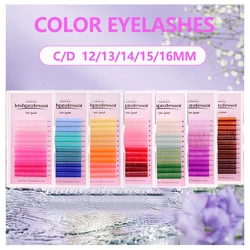 Lashprofessor Colored Lash Extensions 12Rows Rainbow Color Lash Pink Green Purple Brown Blue Individual Eyelash Russian Volume