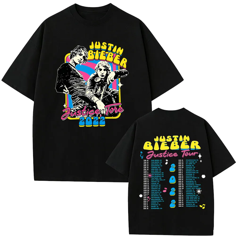 

Prince of Pop Justin Bieber Justice Tour 2022 T-shirt Men Women Hip Hop Fashion Popular T Shirt Men's Oversized Tees Streetwear