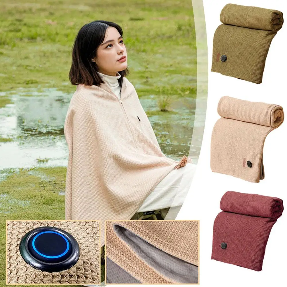 USB Camping Electric Heated Blanket Outdoor Travel Throw Heat Indoor Mat Blanket Shawl Warmer Rechargeable Cushion Heated R4S5