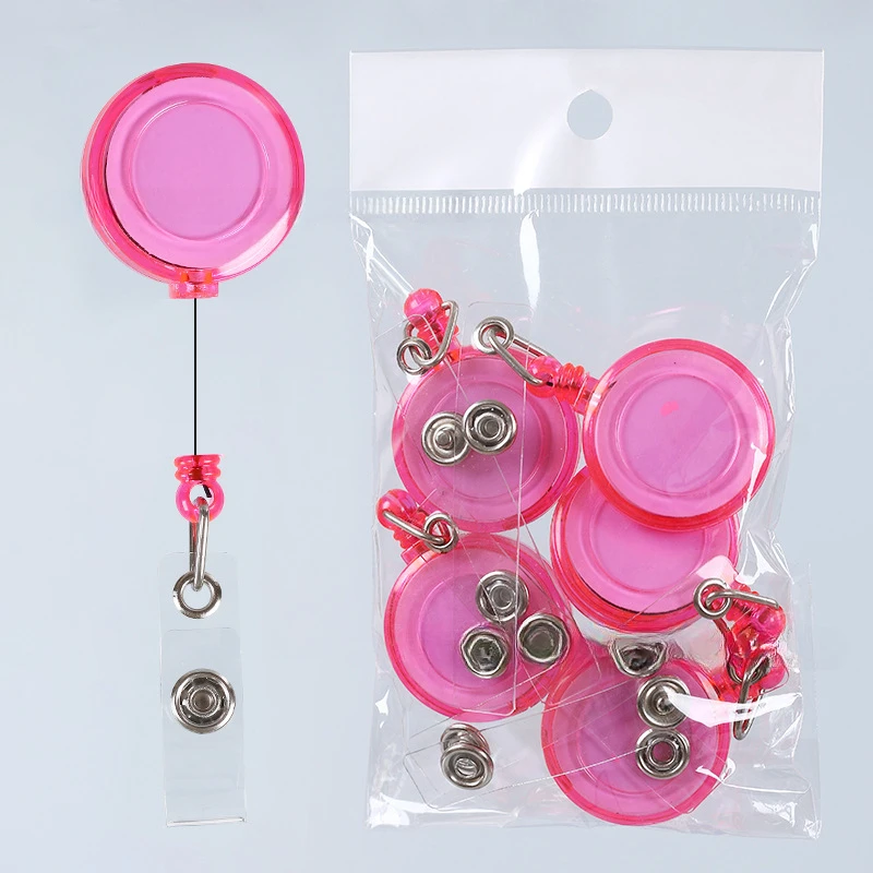 10Pcs/Set Retractable Badge Reels Easy To Pull Working Permit Clips Badge Holder Reels Key Ring Chain Clips Office Supplies