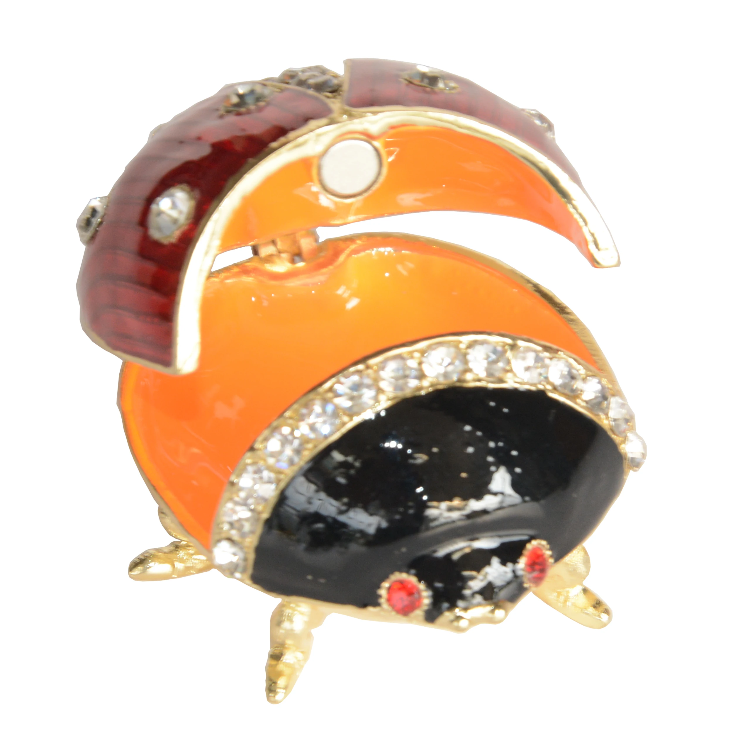 Gold Plated Red Enameled  Ladybug Trinket Box Metal Decorative Home Decoration Ring Holder Novelty Birthday Present