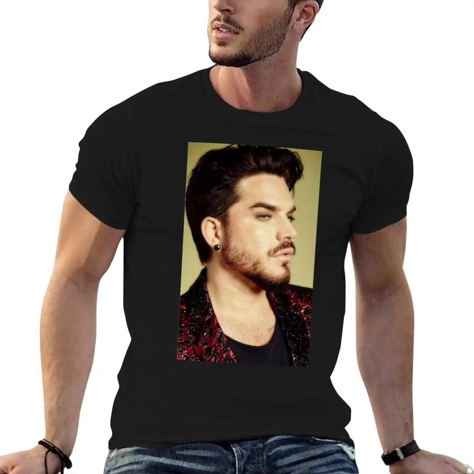 Camiseta Handsome Adam Lambert para hombre, camiseta de algodón pesado, camisetas de algodón para hombre