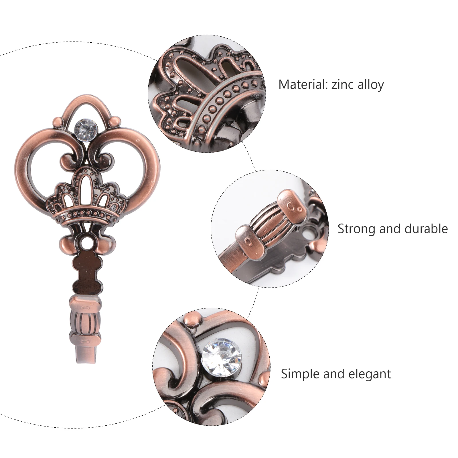

Zinc Alloy Wall Hooks Crown Pattern Simple European Home Decor Rustproof Fade Resistant Easy Install 4 Colors