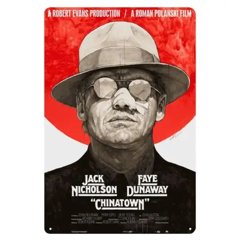 1p,Chinatown Jack Nicholson Movie Metal Poster Tin Sign - 20x30cm Collectable Plate