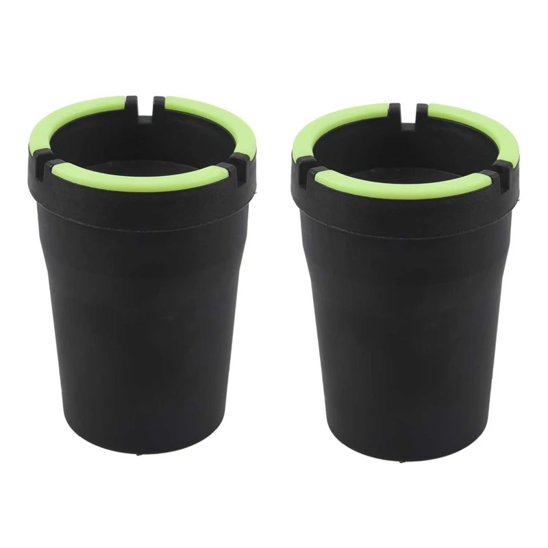 2X Stub Out Glow In The Dark Cup-Style Self-Extinguishing Cigarette Ashtray - Black