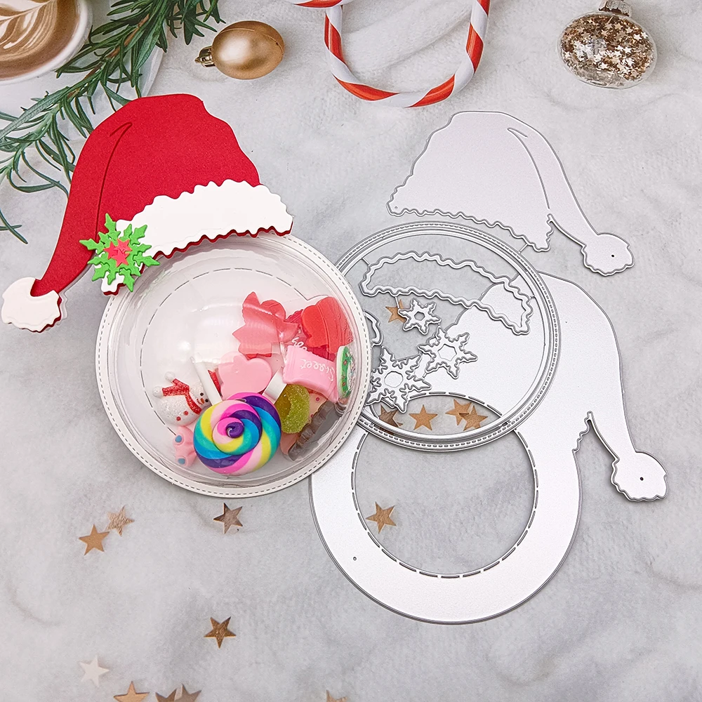 Etched Die Alinacutle Christmas Hat Candy Dome Candy Holder Metal Cutting Die Cut Scrapbooking Paper Craft Album Handmade Card