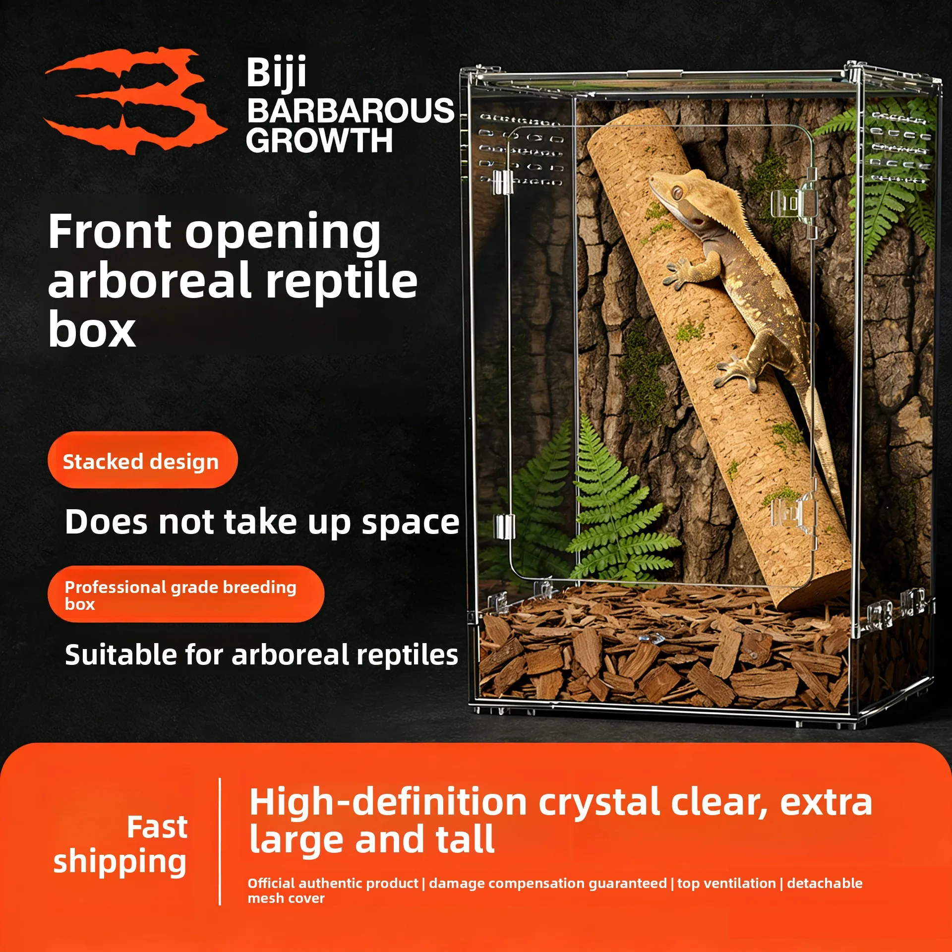Transparent PC Reptile Breeding Box for Spider Lizard Gecko Snake Hamster, Terrarium Habitat Cage, Pet Accessory