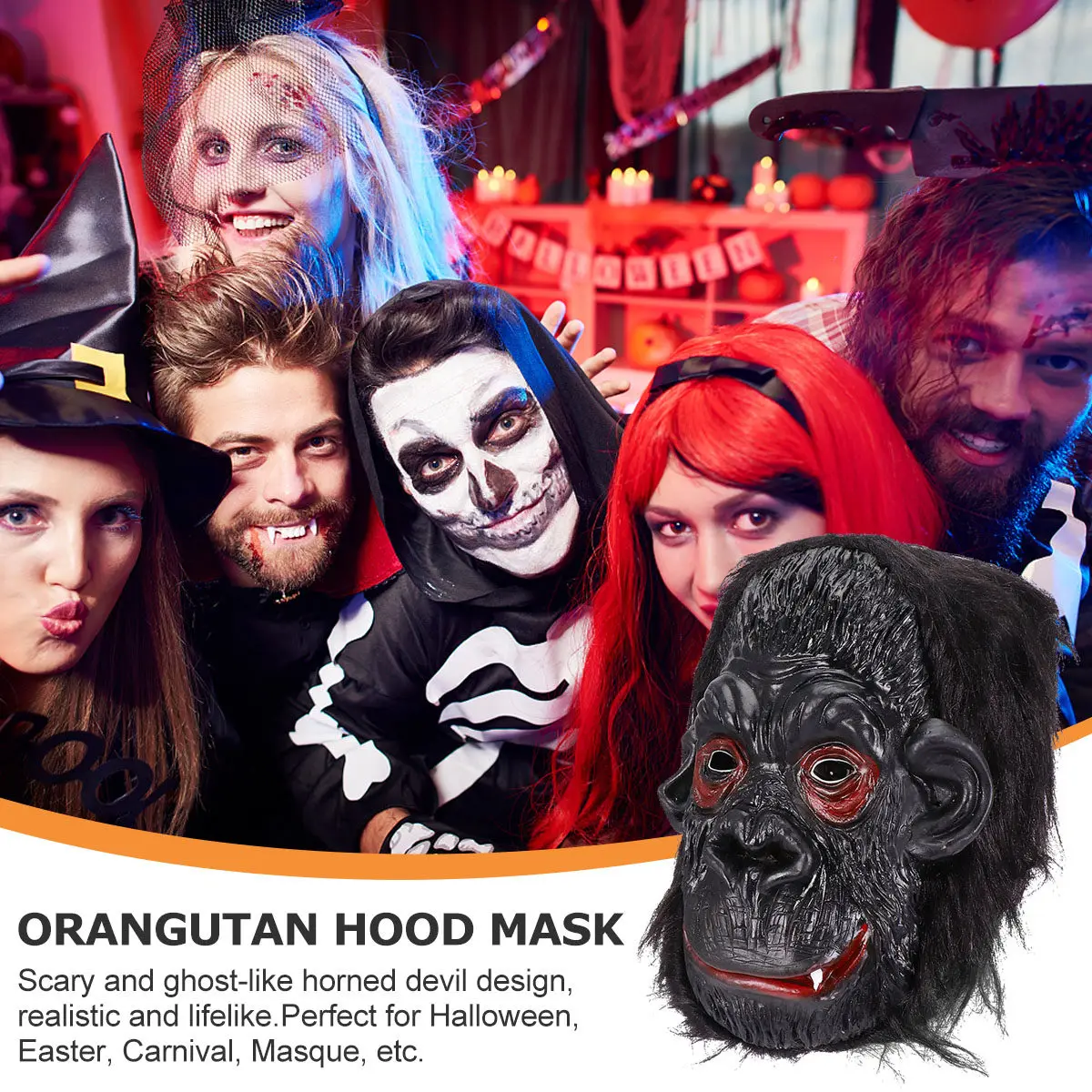 1Pcs Fine Workmanship Gorilla Mask Halloween Scary Horror Mask Creative Party Decoration Cosplay Props Performance Accessory