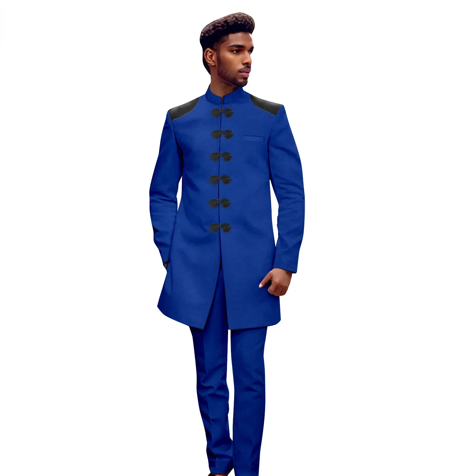 2024 neue Männer passt afrikanische Mode Blazer Hosen Hochzeit Bräutigam elegante einreihige Jacke Abend party formelles Kostüm 2St