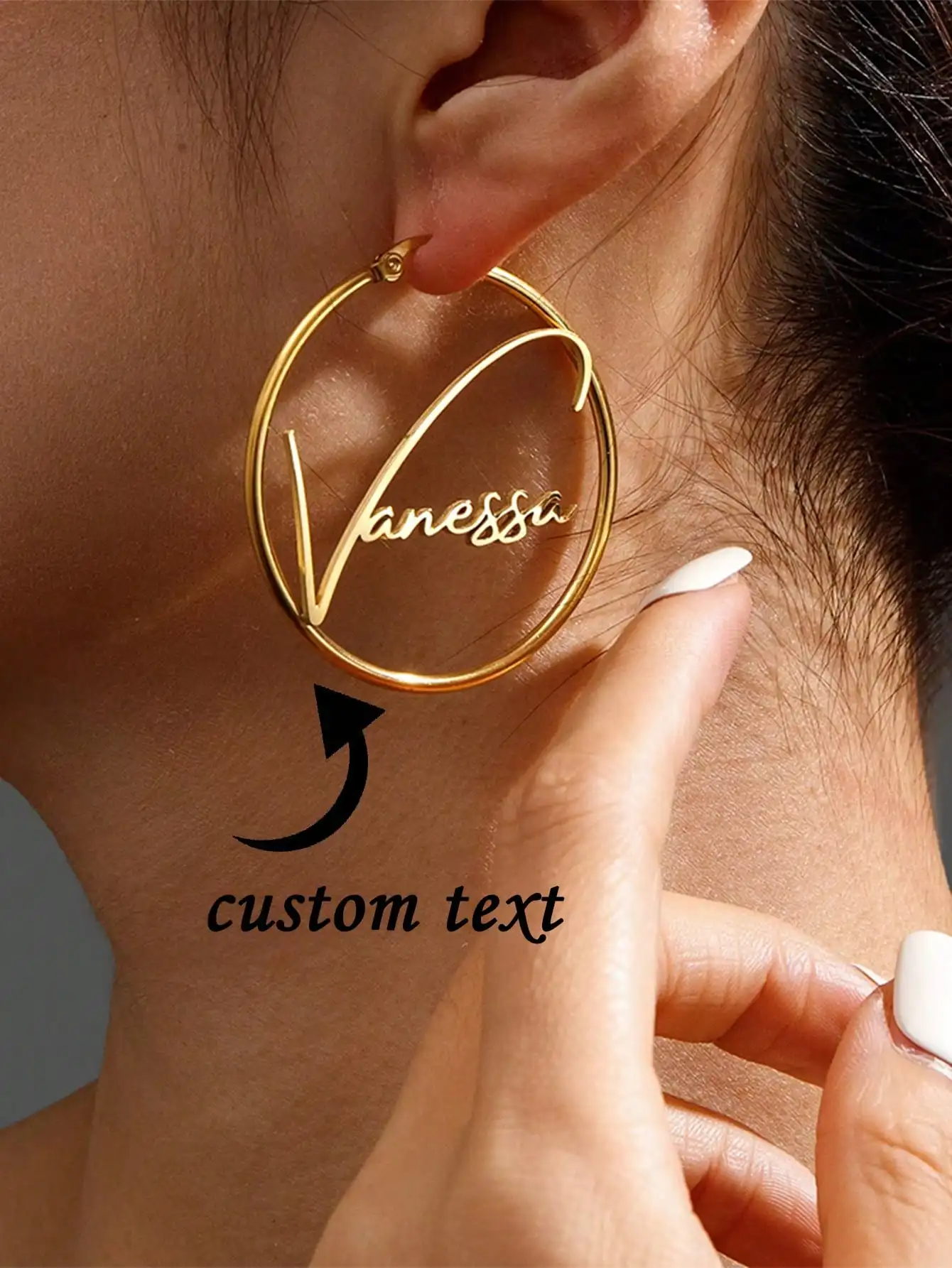 

Custom Name For Women Girl 50mm Hoop Earrings Stainless Steel Jewelry Mother Her Birthday Personalized Gift,Chic Autumn,Delicate