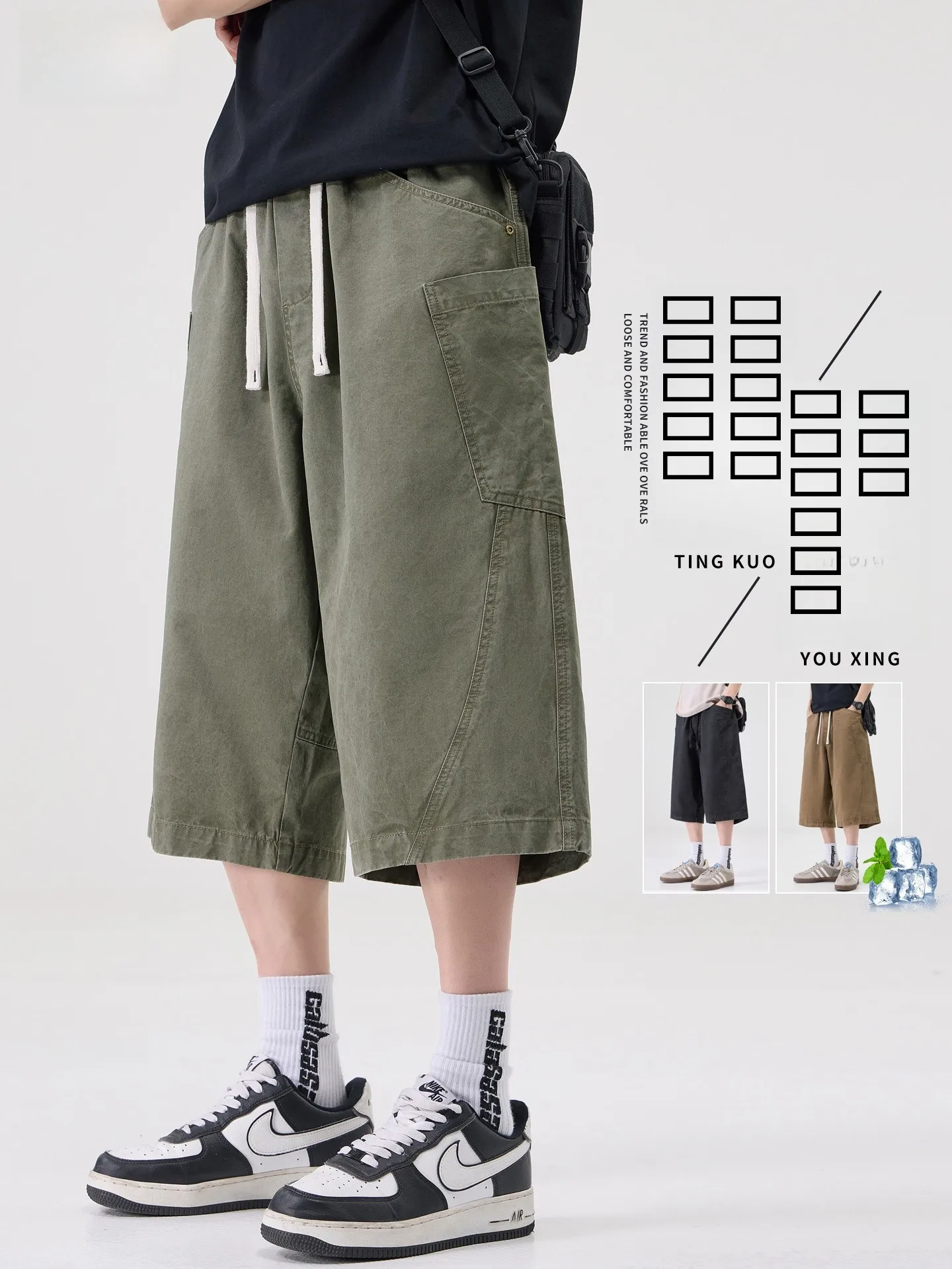 

Military een Cotton Workwear orts Men's Summer Thin Loose Casual American Trend Seven-Foot Pants Breathable Comfortable