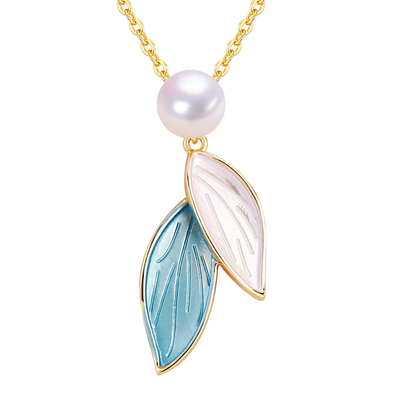 

ZHBORUINI 2024 Cauuev Genuine Natural Freshwater Pearl Morandi Color Female Tassel Leaf Pearl Necklace Pendant Jewelry Hot