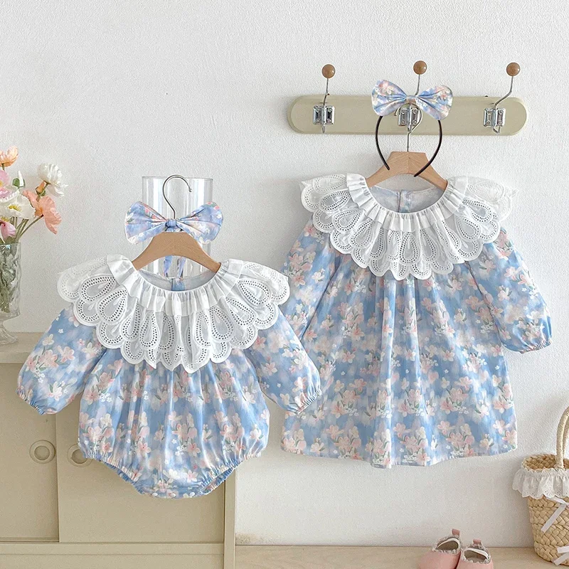 

Новое весеннее платье для девочек 2-7 лет, с длинным рукавом, хлопковое, с принтом, детское платье принцессы, комбинезон для малышек, детская одежда