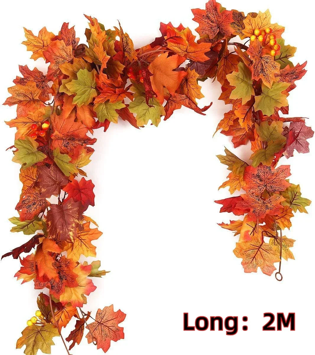 2M Artificial Fall Maple Leaf Garland Fake Plants Autumn Decor Leaves Vine for Thanksgiving Halloween Christmas Wedding Decora