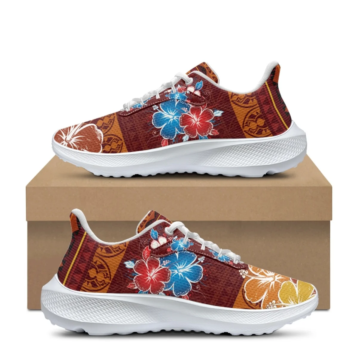 

Spring High Quality Women Running Shoes Hawaiian Hibiscus Comfort Mesh Sneakers Female Teens Children Flats Tennis Shoes Gift