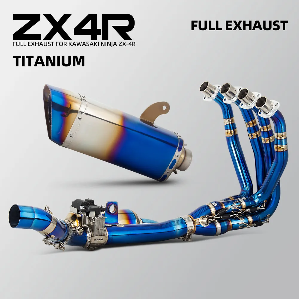 For Kawasaki ZX4RR ZX4R Motorcycle Exhaust Full Titanium System Modify Muffler Manifold with Electronic Valves Escape Racing Kit