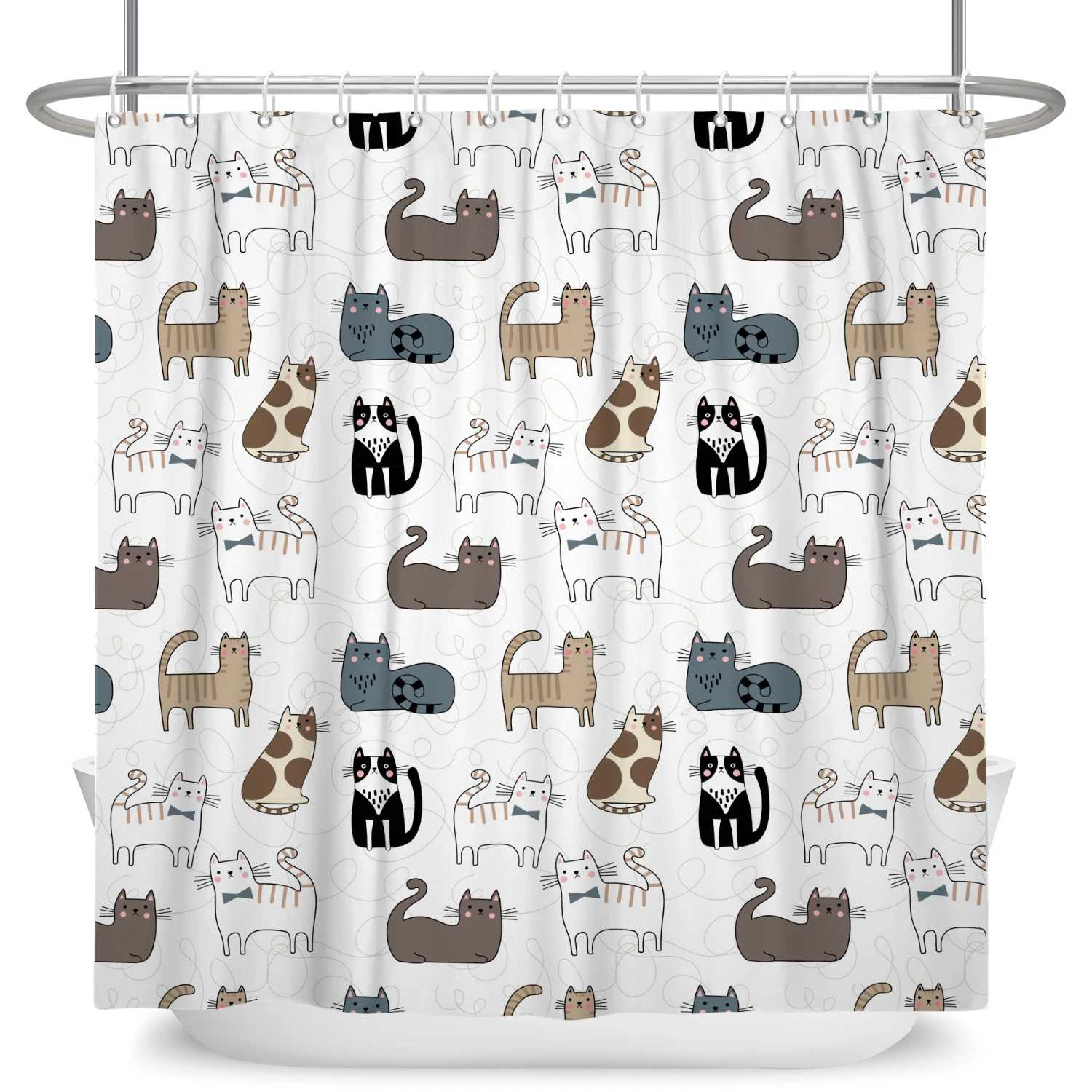 Funny Cat Shower Curtain Bathroom Curtain With Hook Decor Waterproof Dog Bath 180x180cm Cute Creative Personality Shower Curtain