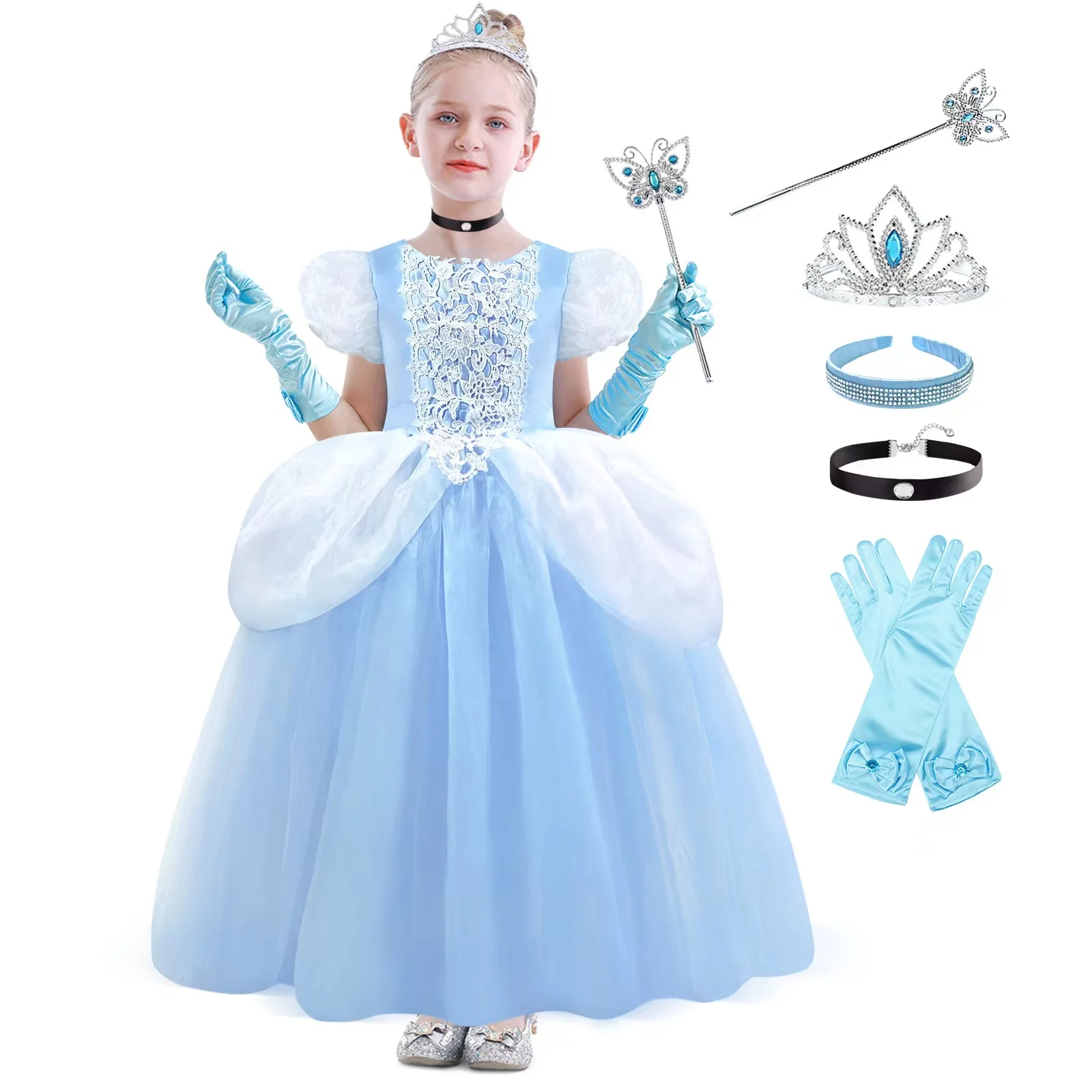 Role playing in girls' games 2026 Girls' Birthday Party Dresses Halloween Performance Accessories Christmas Evening Dresses