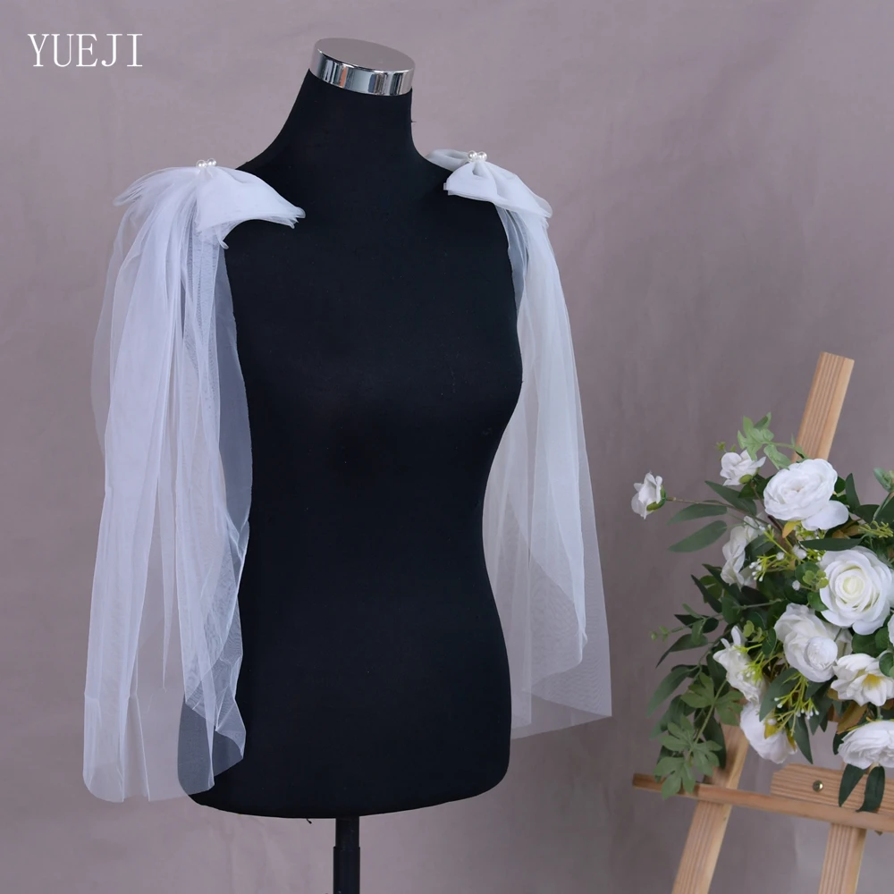 

YUEJI Bow Removable Mangas Para Short Bridal Cape Vestido De Novia Sobrepuesta Wedding Detachable Sleeves YJG34